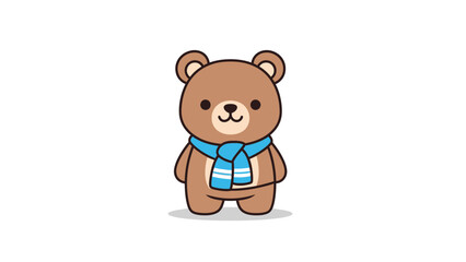 Cute cartoon bear wearing a blue scarf. © Dombo