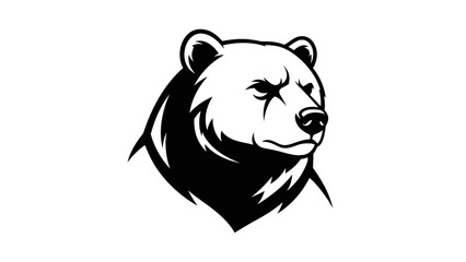 Stylized Black and White Bear Head Illustration.