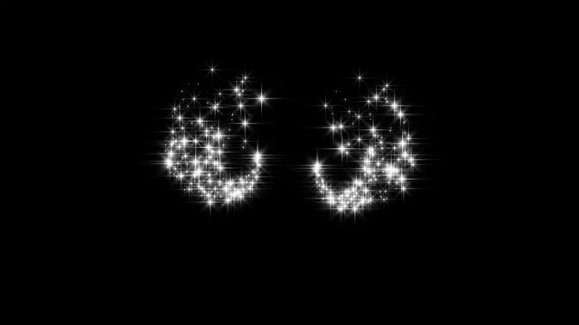 Magic glitter sparkle star trail animation in 4k, twinkling fairy dust line, shimmering particles, shining particle burst, pixie stardust path overlay effect for on black background