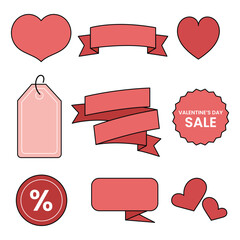 Valentine Sale Badge Elements Romantic Discount Stickers