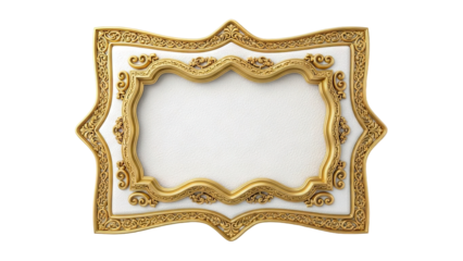 Ornate Gold Decorative Frame on Textured White Background