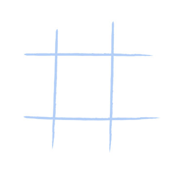 Blue crayon tic tac toe game board. Vector