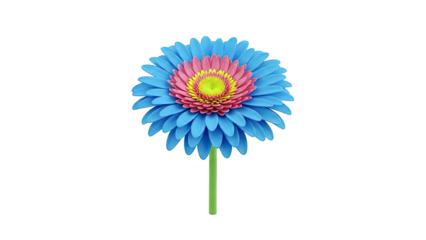 Vibrant Blue Gerbera Daisy with Pink and Yellow Center