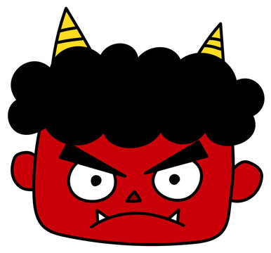 手描き風かわいい節分素材 赤鬼