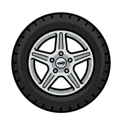 Obraz premium Car wheel with tire and alloy rim icon isolated on white background