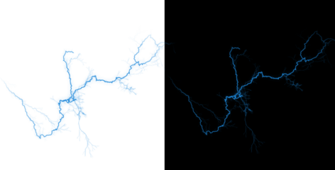 Blue crackle design element on white and black backgrounds isolated on transparent background