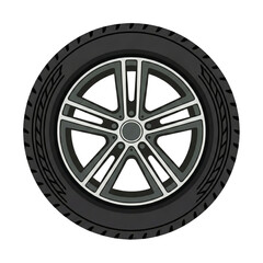 Fototapeta premium Car wheel with tire and alloy rim vector icon isolated on white background