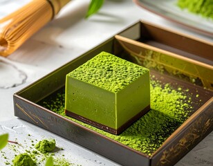 Japanese matcha nama chocolate cube