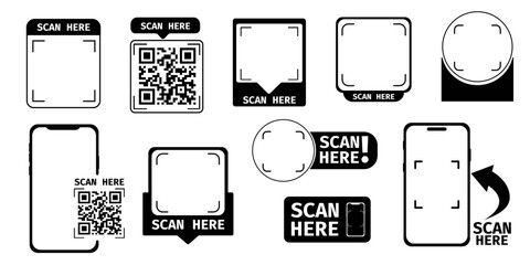 QR code frame template. QR code with inscription scan me with smartphone. Scan me icon. Scan qr code icon for payment, mobile app