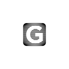 Monochromatic Letter G Logo with Horizontal Stripe Effect