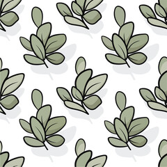 Illustration of Olive Branch Leaves Pattern.