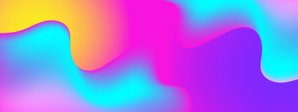 Colorful psychedelic fluid waves with bright cyan and magenta colors for digital screens