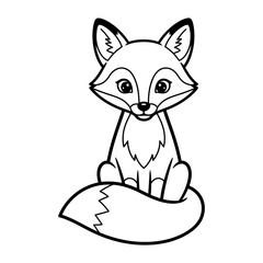 Obraz premium Cartoon Fox Sitting with Curious Expression.