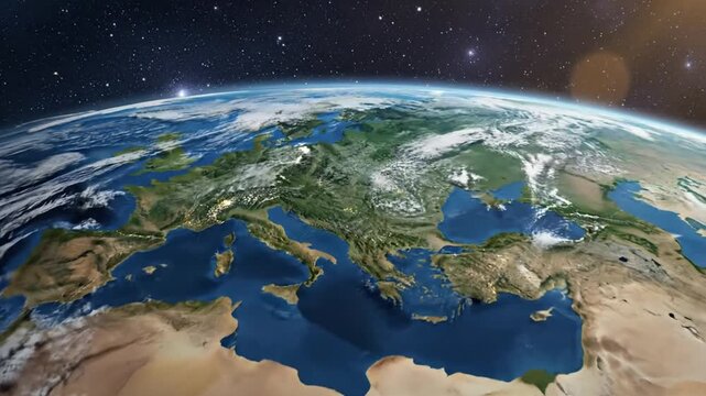 Earth from space showing middle east and north africa with vivid desert and sea contrasts