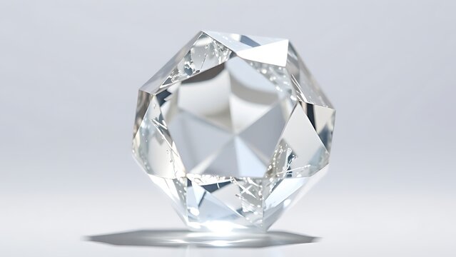 condoning. A naturally formed icosahedral crystal mineral, refracting geometric light in soft natural lighting against a clean background. STEM education sheets.