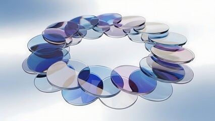 Abstract Blue Circular Discs Arranged in a Loop.