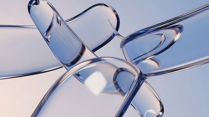 Abstract Glass Loops Reflections Closeup.