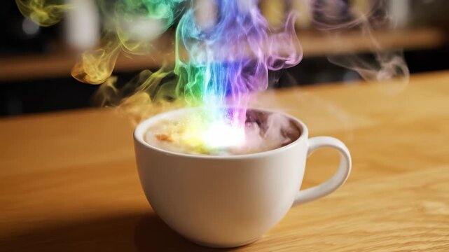 Rainbow Coffee Magic - A Colorful Start to Your Day.