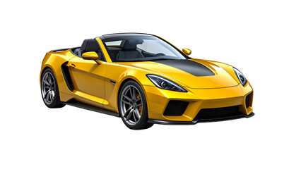 High performance yellow sports car with sleek design and black accents on transparent background
