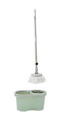 mop used for cleaning the house on white background. housewife's style.