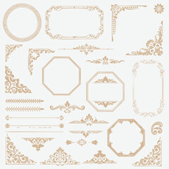Obraz premium Vintage vector Set. Floral elements for design of monograms, invitations, frames, menus, labels and websites. Graphic elements for design
