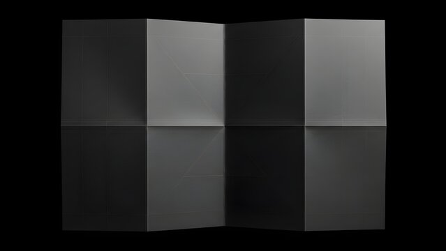 Black Z-Folded Paper Brochure Mockup on Dark Background