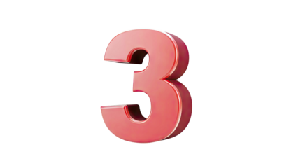Red 3D Number 3