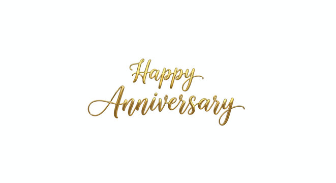 Happy Anniversary Gold Script Text Vector