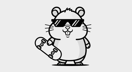 Cartoon hamster with skateboard and sunglasses © Hamster