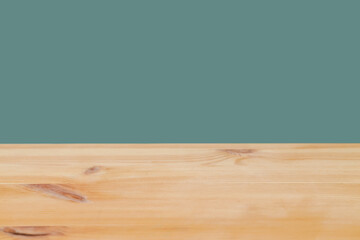 Fototapeta premium Empty wooden surface against mint background, closeup