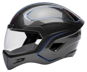 Fototapeta premium Modern full face motorcycle helmet isolated on white background, advanced protective headgear designed for rider safety, impact protection, performance, speed and road travel.