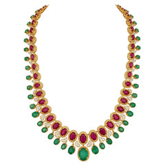 Obraz premium Elegant Traditional Jewelry Necklace with Emerald and Ruby Stones for Ramadan and Eid