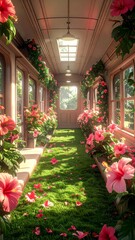 Hibiscus Inside a Train Car
