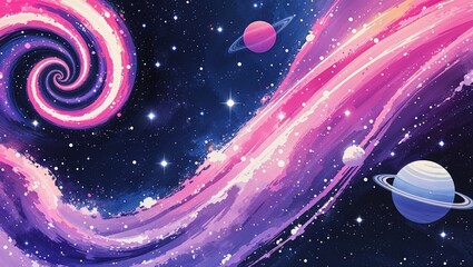 Cosmic space tunnel wormhole with spiral galaxy nebula