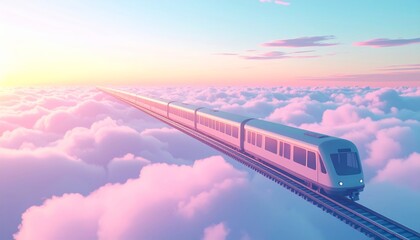 Floating Railway Above Pastel Morning Clouds