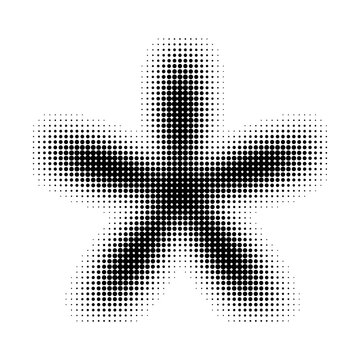 Halftone asterisk star vector. Fading dot burst shape isolated