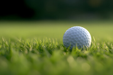 Obraz premium Close-up of a golf ball on a green field