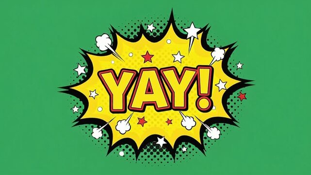 Comic Style Yay Exclamation Burst Animation.