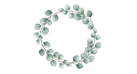 Obraz premium Eucalyptus Wreath Leaves Border