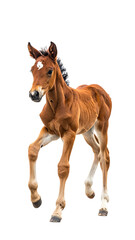 Obraz premium Elegant Foal Walking Gently on White Background