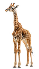 Obraz premium Young Giraffe Calf Standing Tall Against White Background