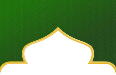 Green Islamic Pattern Background with Gold Mihrab Top Frame