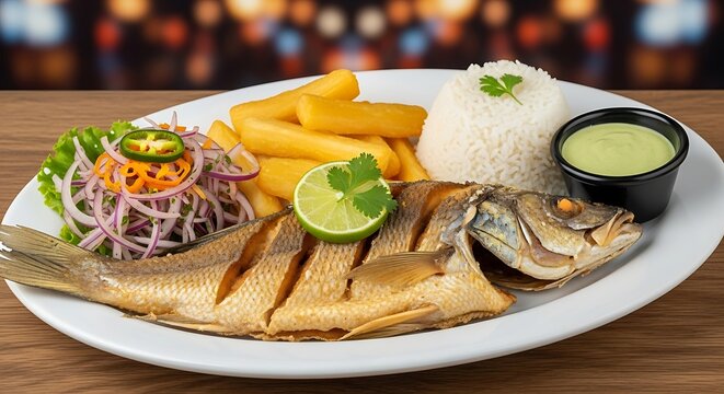 Delicious Peruvian dishes on colorful table setting with empanadas and Inca Kola