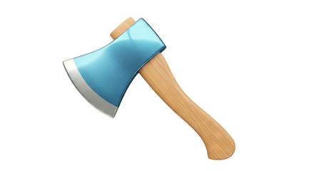Blue Axe with Wooden Handle