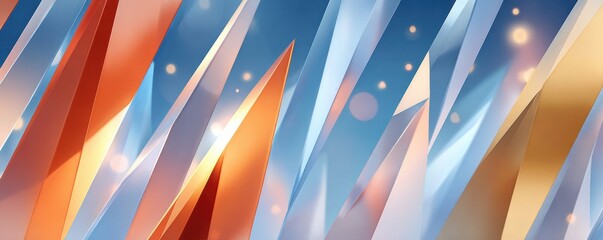 Abstract futuristic rockets in blue and orange tones with sharp geometric shapes for dynamic technology visuals