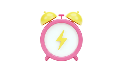 Pink Alarm Clock with Yellow Lightning Bolt