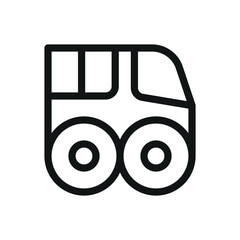 Offroad vehicle with big wheels line icon, all terrain transport swamp buggy vector symbol with editable stroke