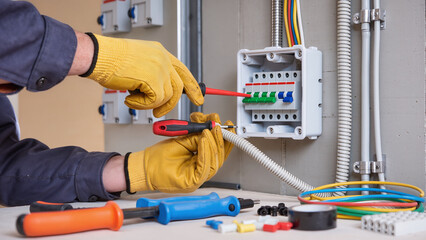 electrician working in a power station