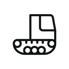 Tracked carrier line icon, all terrain tracked vehicle vector symbol with editable stroke