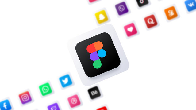figma design tool app icon 3d colorful digital creative network technology background